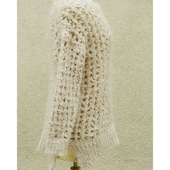 Cliche Couture Sweater Ivory Soft White Cream Fuzzy  Sweater Size Medium - Picture 2 of 5